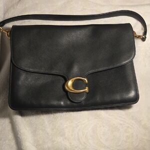 Coach Tabby 35 Black Leather Shoulder Bag